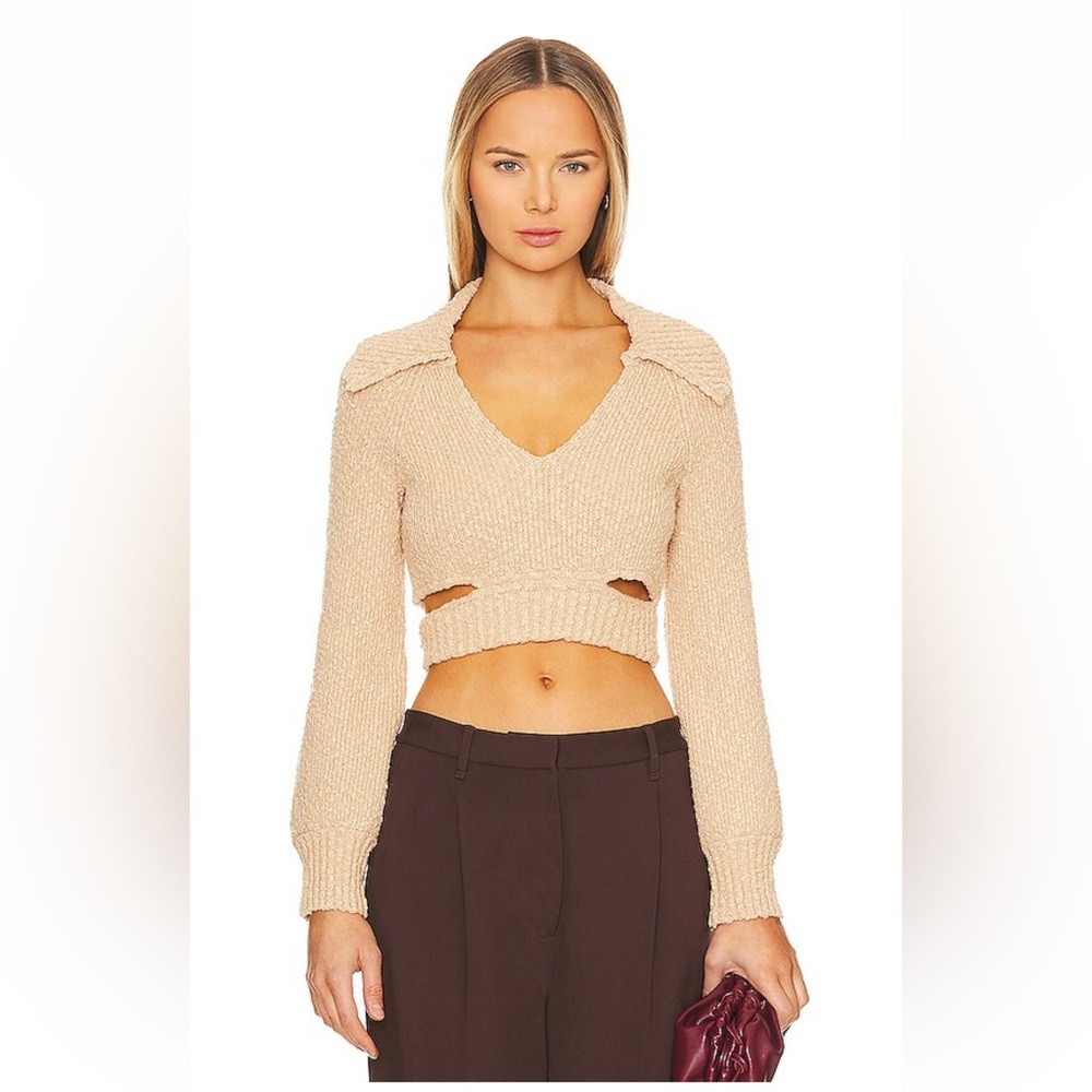 L'Academie x Marianna Hewitt Imani Boucle Knit Pullover beige sz small EUC